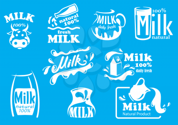 Dairy and milk produsts and symbols for fresh natural food design