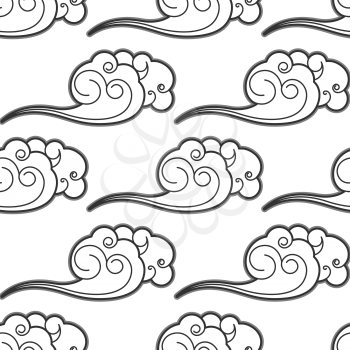 Curly retro clouds seamless pattern for background, textile or interior design