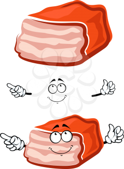 Meat loaf cartoon character with roasted crust and pointing gesture isolated on white background, for food or recipe book design