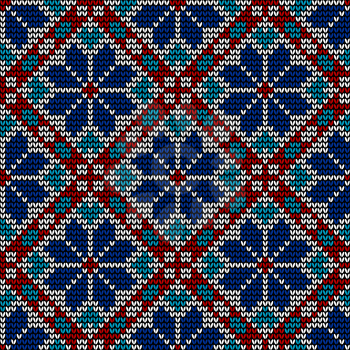 Close up seamless norwegian embroidered winter pattern with snowflakes
