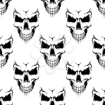 Black danger skull seamless pattern for religion, piracy or Halloween concept design
