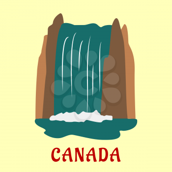 Canadian landmark travel design with high waterfall