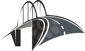 Icon with road leading to the tied arch bridge, for transportation concept design