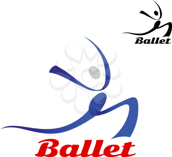 Stylized flowing ballet icon of a blue dancer with a second color variant, isolated on white