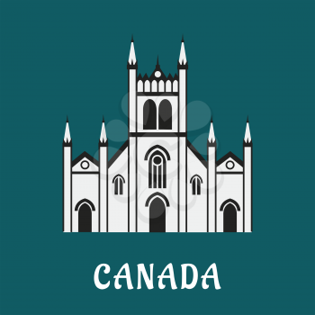 Canadian gothic temple landmark in flat style