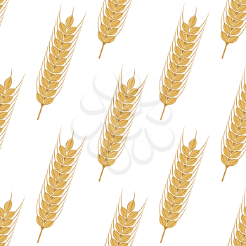 Golden ears of wheat seamless background pattern with a repeat motif arranged diagonally in square format