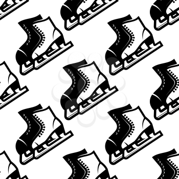 Seamless pattern of black and white ice skates for sports design