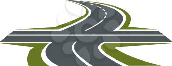 Crossroad abstract symbol with intersection of speed highway and rural winding road for transportation design