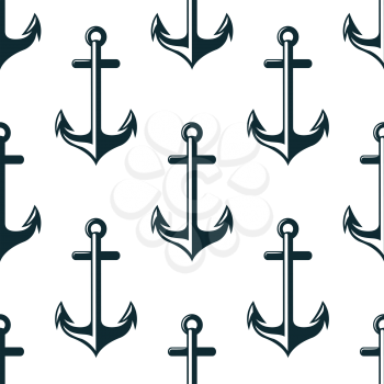 Retro nautical anchors with arrow shaped flukes seamless pattern on white background for fabric design