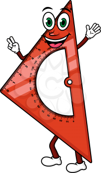 Cartoon happy red triangle character isolated on white, for education or school stationery design