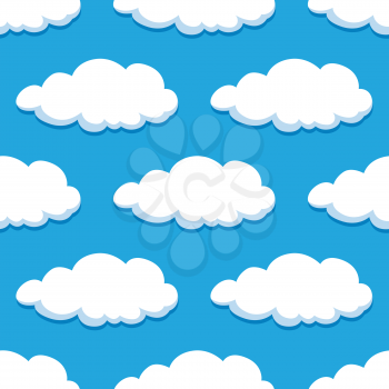 Blue summer sky with white clouds seamless pattern, for wallpaper or background design