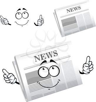 Cartoon weekly newspaper character with big gray header News, for media or advertisement design