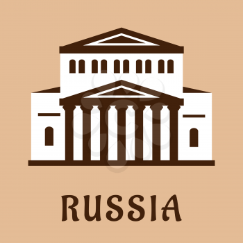 Russian landmark flat icon with central facade of the Grand Theater of Opera and Ballet