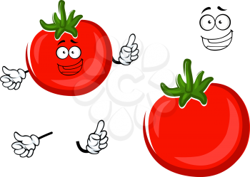 Cartoon red ripe tomato character with and without face, for agriculture or food themes