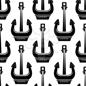 Seamless pattern with black ship anchors for marine and nautical themes design