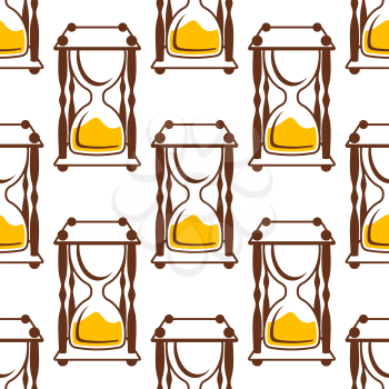 Timeout hourglasses seamless pattern with empty upper bulbs on white background