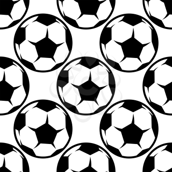 Seamless pattern with traditional soccer balls on white background. For sport game theme design