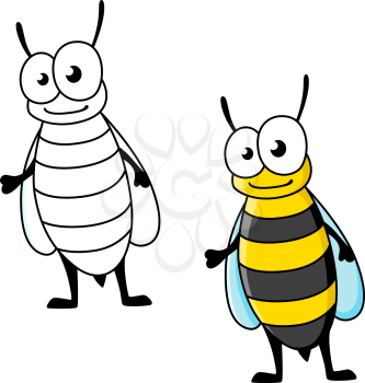 Cartoon yellow jacket wasp insect character with stinger and smiling face