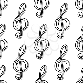 Outline seamless pattern with musical clefs for art background usage