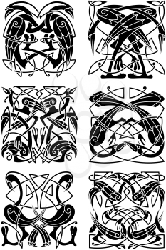 Medieval celtic ornaments with herons, storks and cranes supplemented by traditional knot patterns. Great usage for tattoo, vintage embellishment or t-shirt print