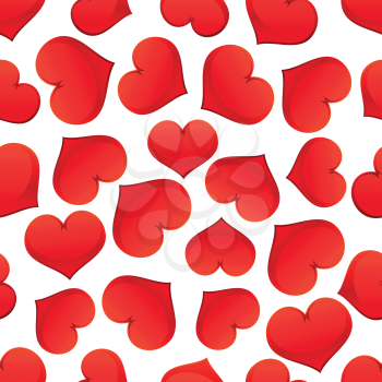 Red hearts seamless pattern on white background, for Valentine Day or wedding holiday design