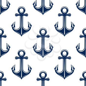 Retro decorative blue seamless pattern on white background. Nice for nautical backdrop, marine travel or ocean theme design 