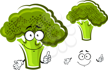 Funny green broccoli vegetable cartoon character,  for agriculture or vegetarian food design