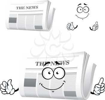 Daily newspaper cartoon icon with headline News and smiling face showing attention gesture
