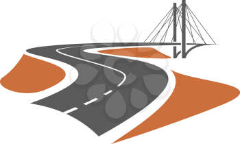 Road leading to the cable-stayed bridge, for transportation or emblem design
