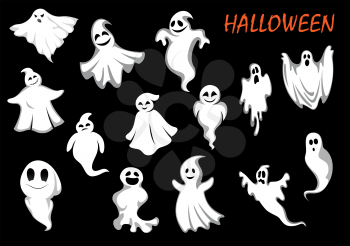 Errie and funny flying ghosts or ghouls for Halloween part or holiday design