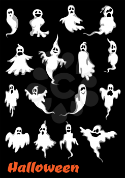 Halloween ghosts, ghouls and monsters set. For holiday party design, isolated on background