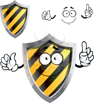 Protective sign cartoon character with yellow and black stripes, for web security or warning sign design