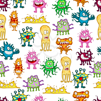 Colored cartoon monsters seamless pattern with white background, for Halloween part theme