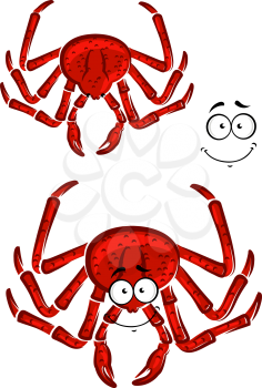 Red marine crab with a happy smile and a second variation without face, for seafood ow wildlife themes