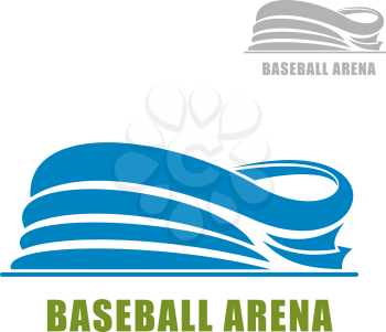 Baseball stadium icon with blue silhouette of sports arena building, with second variation in gray color