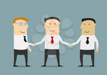 Friendly smiling businessman shakes hands two partners For business meeting concept design 