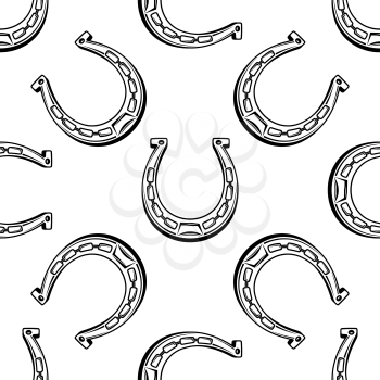 Old horseshoes seamless pattern background with vintage horseshoes for equestrian sport or lucky concept design