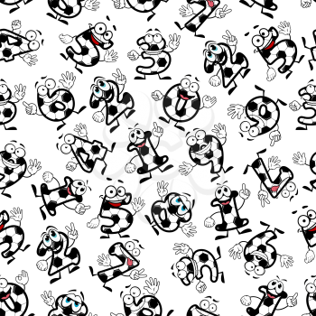 Cartoon funny football or soccer numbers seamless pattern of smiling digits. For sporting, education theme or interior design
