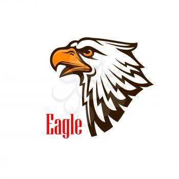 Eagle head vector emblem. Hawk sketch cartoon outline. Falcon silhouette sign for team mascot shield, icon, badge, label and tattoo. Scout, patriotic and guard concept symbol