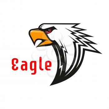American Eagle vector emblem. Hawk graphic label for team mascot shield, icon, badge, label and tattoo. Falcon symbol for scout, sport, guard, club identity icons.