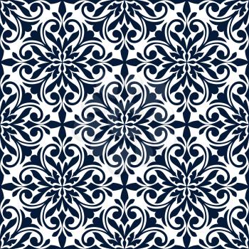 Ornamental floral pattern. Stylized damask ornate decor seamless tile. Vector ornament patchwork