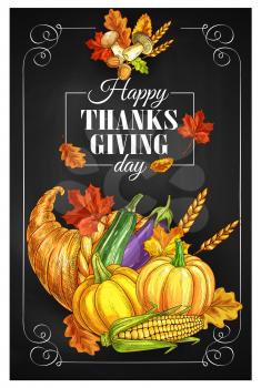 Thanksgiving Day greeting banner or posters. Traditional design of food abundance. Thanksgiving cornucopia with plenty of food. Family celebration dinner meal with autumn harvest