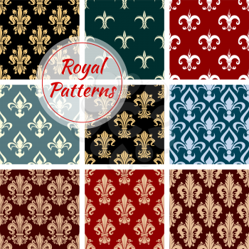 Royal flowery patterns set. Floral seamless decoration background with ornate flower ornament. Damask decorative luxury tile