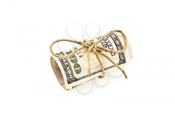 Royalty Free Photo of a Roll of Money and Bow