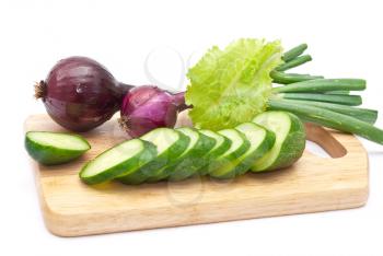 Royalty Free Photo of Cucumber Slices With Red Onions