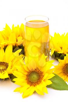 Royalty Free Photo of Sunflower Oil and Sunflowers