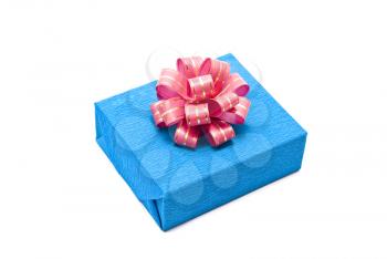 Royalty Free Photo of a Blue Gift Box With Bow
