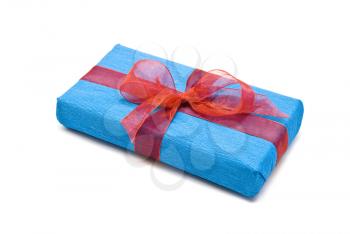 Royalty Free Photo of a Blue Gift Box With Bow