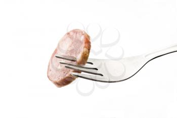 Royalty Free Photo of Sausage on a Fork
