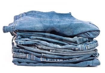 Stack of blue jeans 